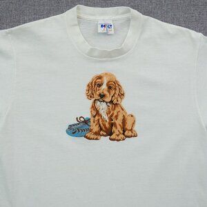 Vintage 80s Lightning Bolt Puppy Dog Graphic T-Shirt USA Made Small